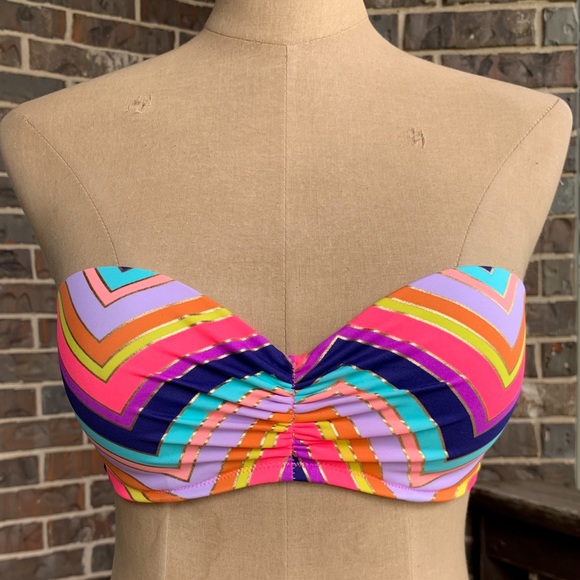 Victoria's Secret Swim Bikini Bandeau Bright Chevron & Gold Top - 34C - Picture 2 of 5